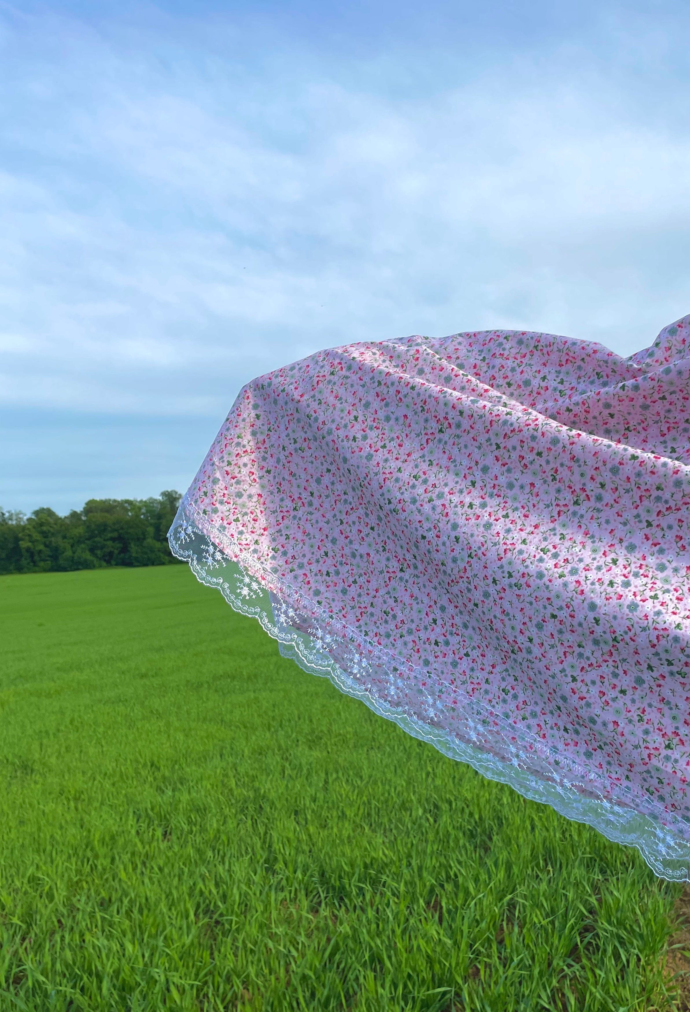 Robe de prière sakura rose fleuri à dentelles cottage core Flowae