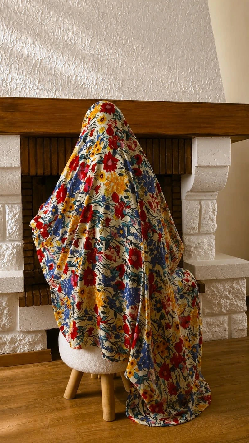 Ensemble de prière muslima fleuri multicolore khimar et robe longue pour la salat Flowae