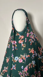 tenue de prière vert émeraude fleuri, pratique confortable tissu élastique