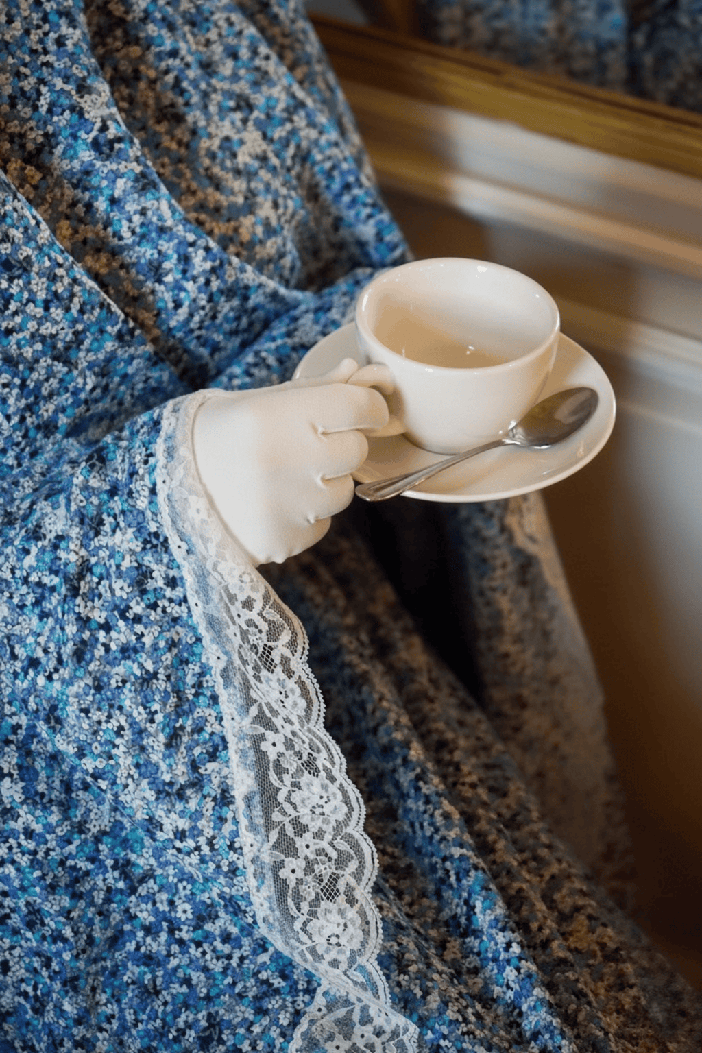 ensemble de prière 2 pièces noor bleu en coton fleuri à dentelle flowae