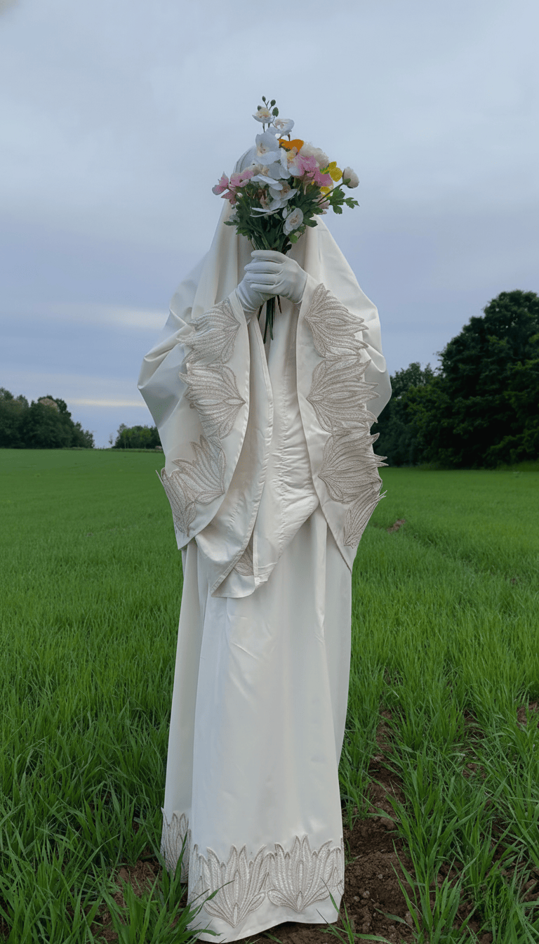 tenue de prière blanche motif cottage core cadeau marié aid eid