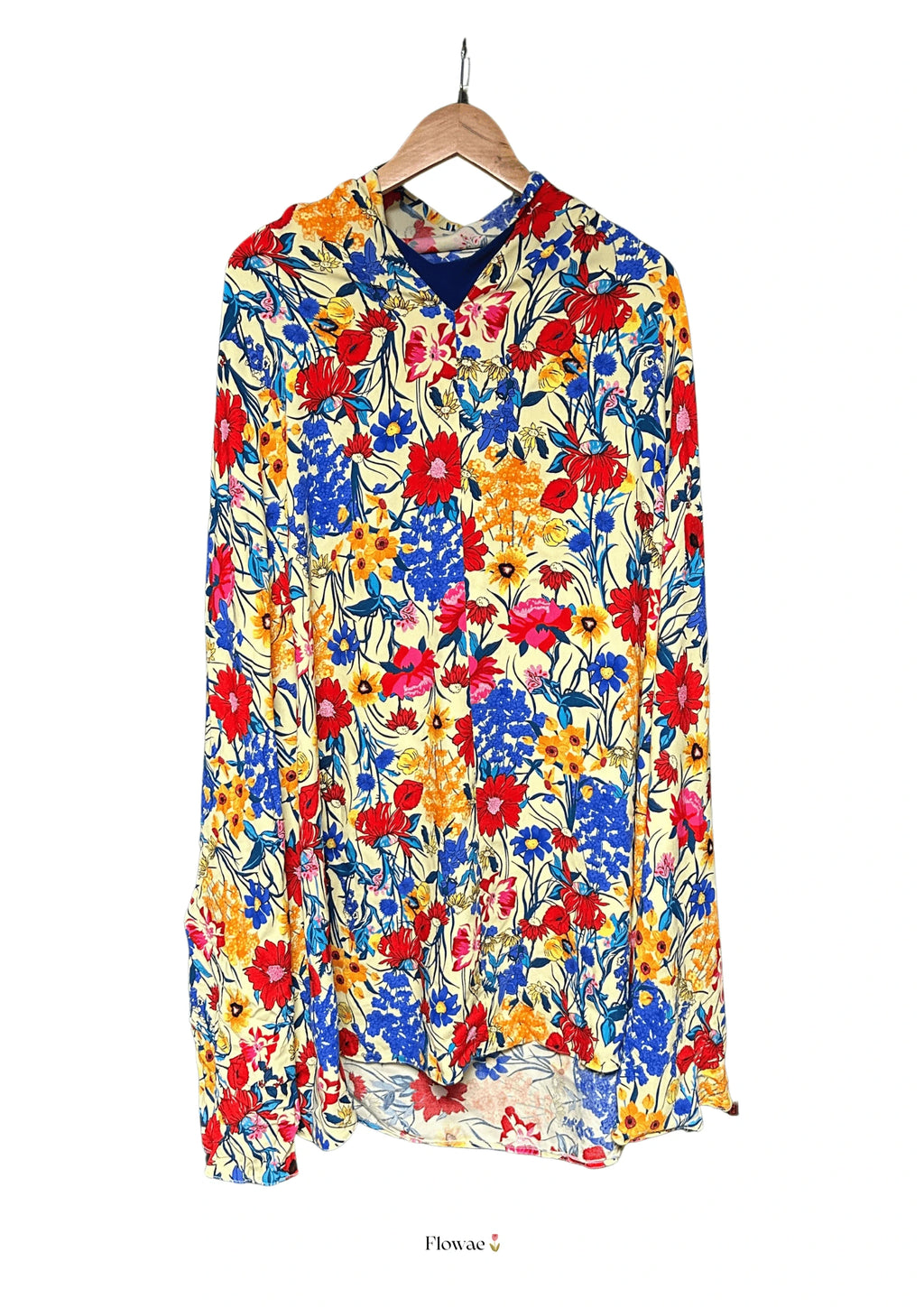tenue de priere dohr fleuri jaune en coton et viscose matiere naturelle