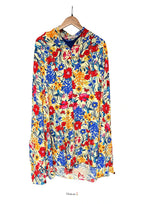 tenue de priere dohr fleuri jaune en coton et viscose matiere naturelle